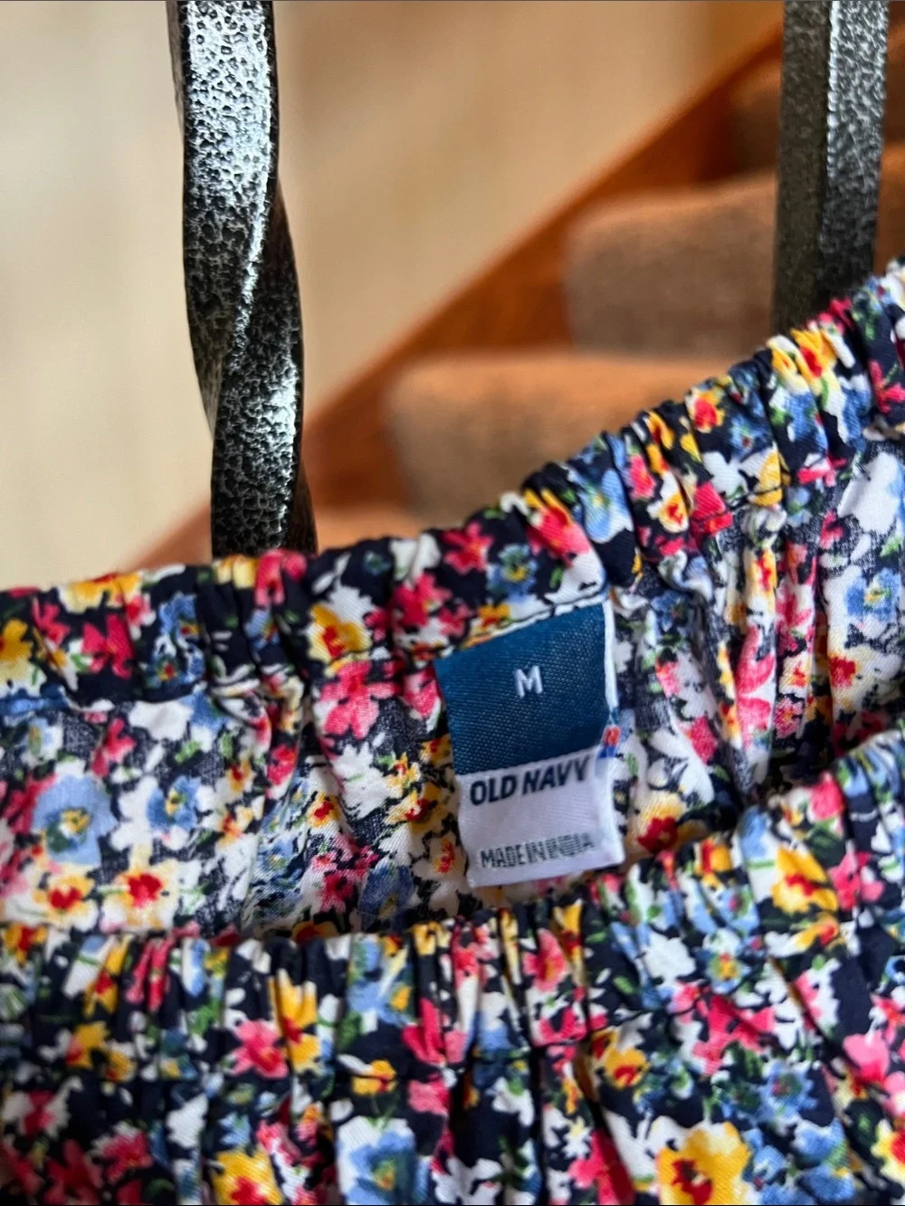 Floral Peasant Blouse with Puff Sleeves - Multicolor 100% cotton